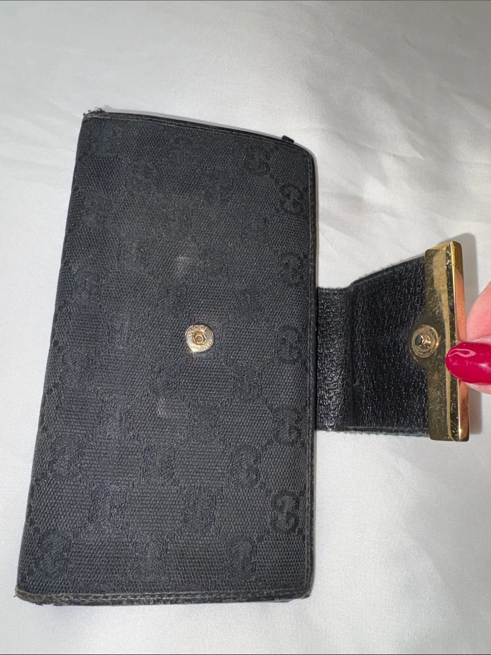 Gucci GG Wallet Black w/ Sherry Web Stripe - Picture 5 of 12
